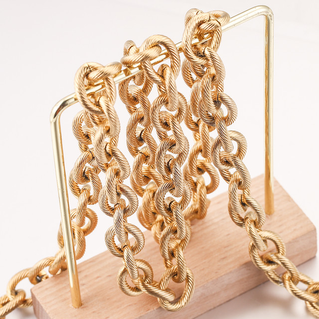 1M Gold-Plate Stainless Steel Heavy Circle Rolo Cable Chains Thick Dull  Textured Chunky Chain for